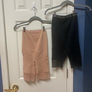 Thalia sodi firm control shaping shorts with lace through thigh + booty support.